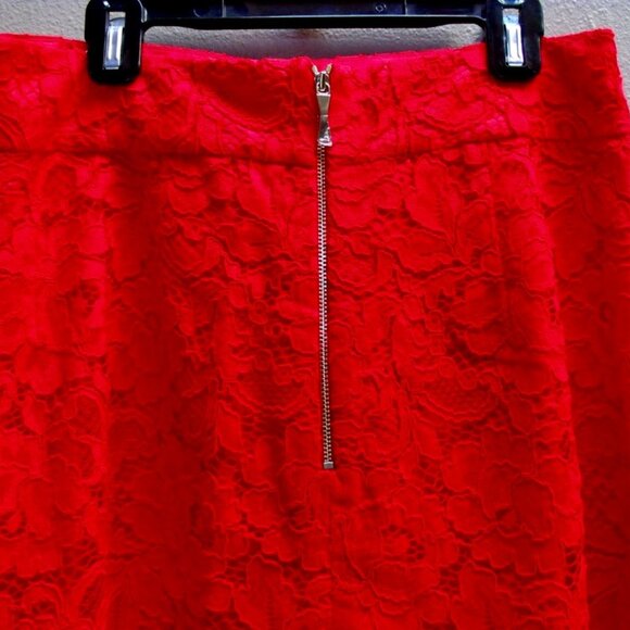 KATE SPADE 'Skirt the Rules' Red Lace A Line Below the Knee Skirt Size 6 - Picture 5 of 6